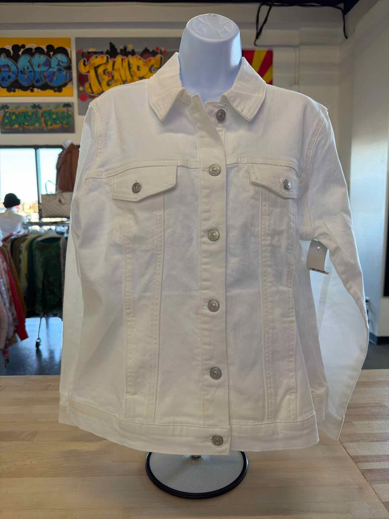 Gloria Vanderbilt Size L White Denim New Jean Jacket