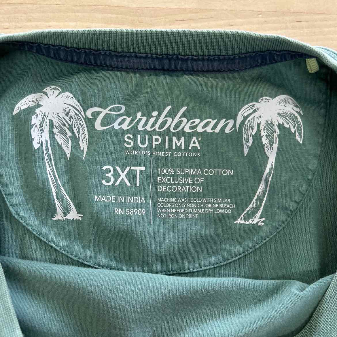 Caribbean Size 3XLT Green Preloved MENS T-shirt