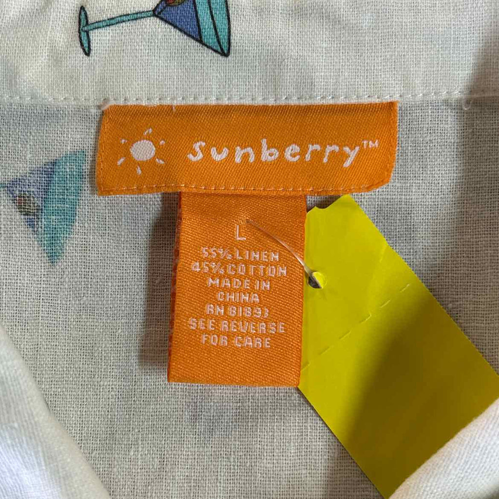 Sunberry Size L White Preloved Button Down LS
