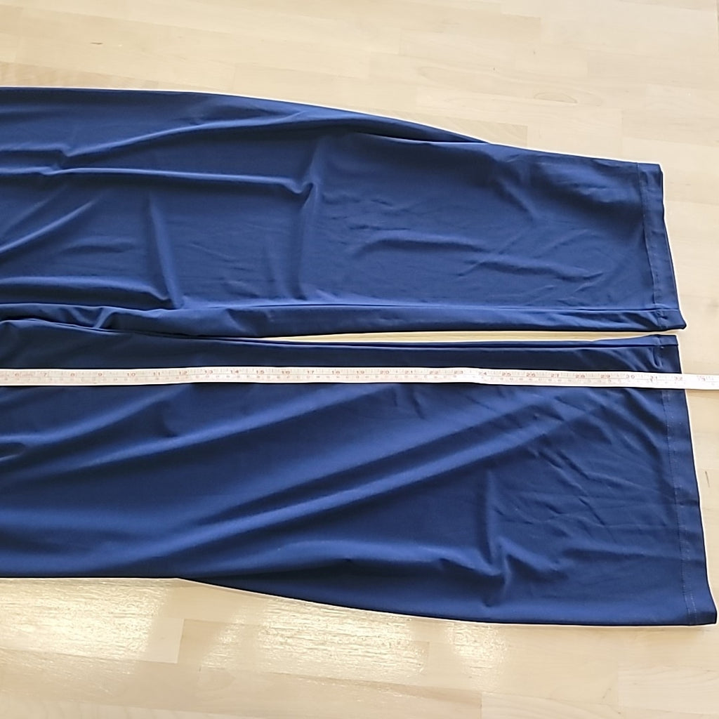 Alex Eveinings Size L Blue Matte Jersey Straight Leg Pants