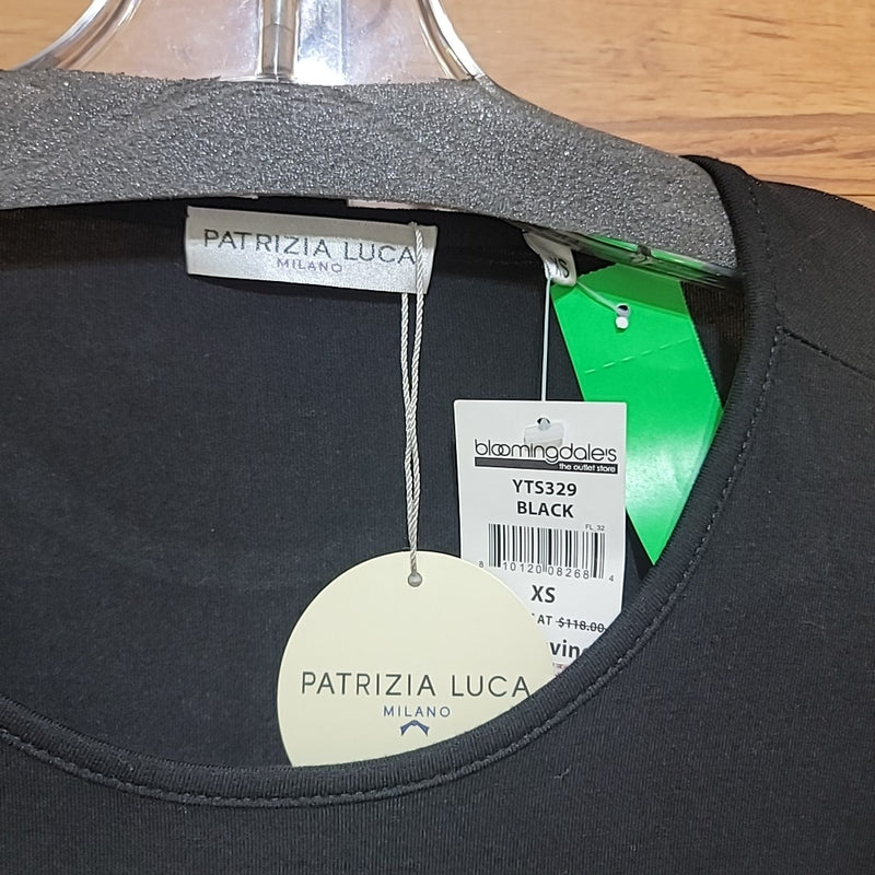 Patricia Luca Size XS Black Eyelet Ruffled Sleeve Crewneck Pullover NWT