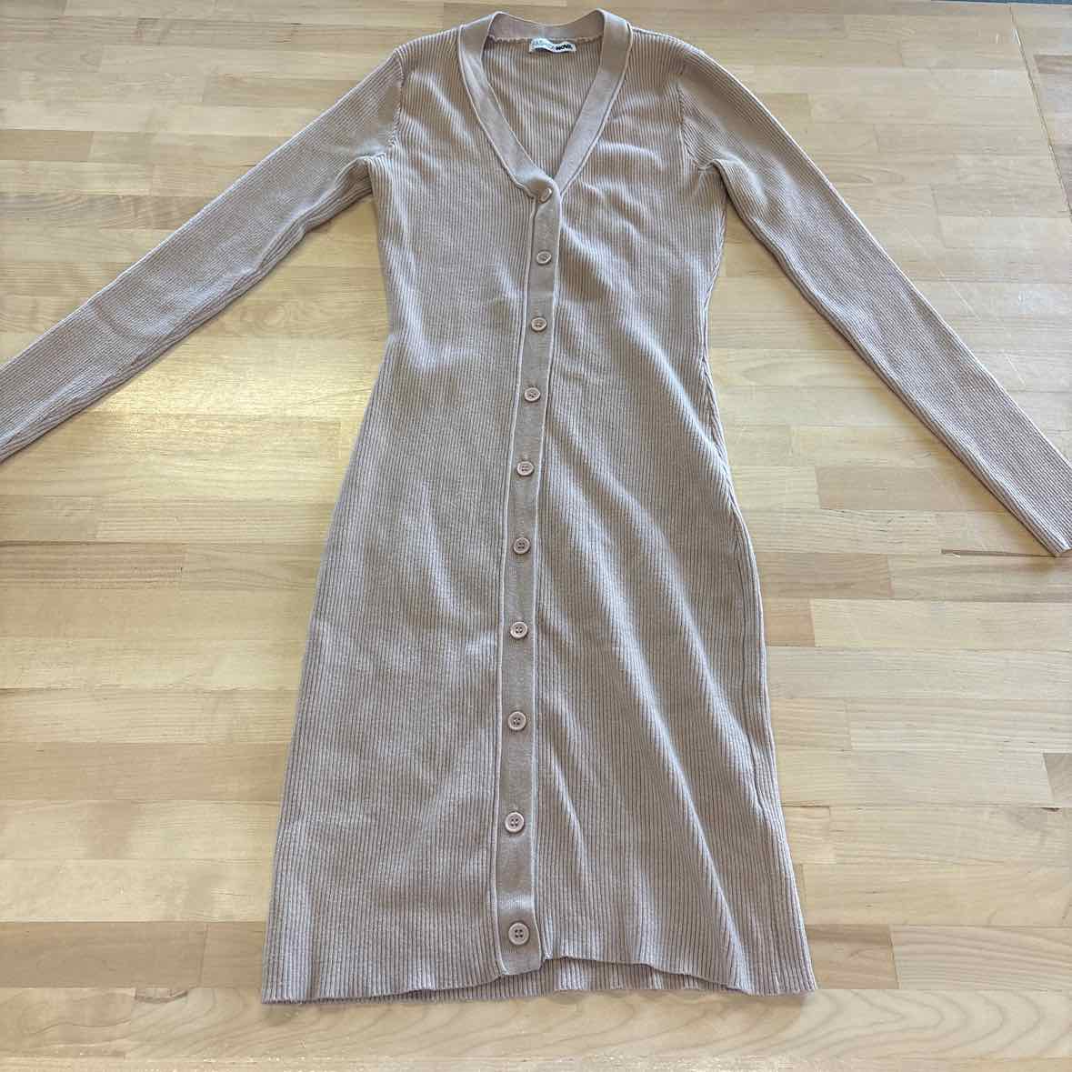 Fashion Nova Size S Beige Knit Sweater Dress