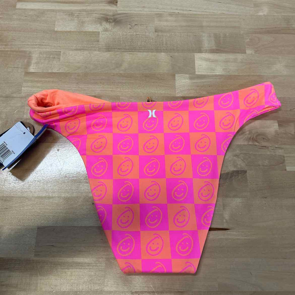 Hurley Size L Smiley Check Reversible Bikini Bottoms