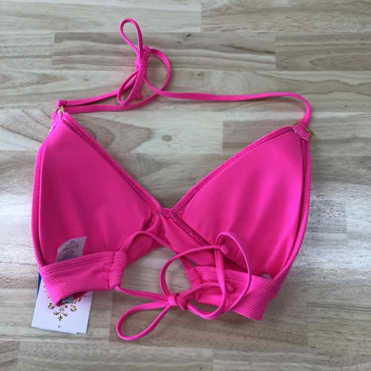 becca Size M Modern Edge Textured Rib Halter Bikini Top