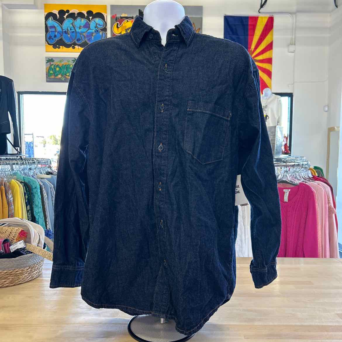Mode Of One Size M Blue New MENS Long Sleeve Shirt