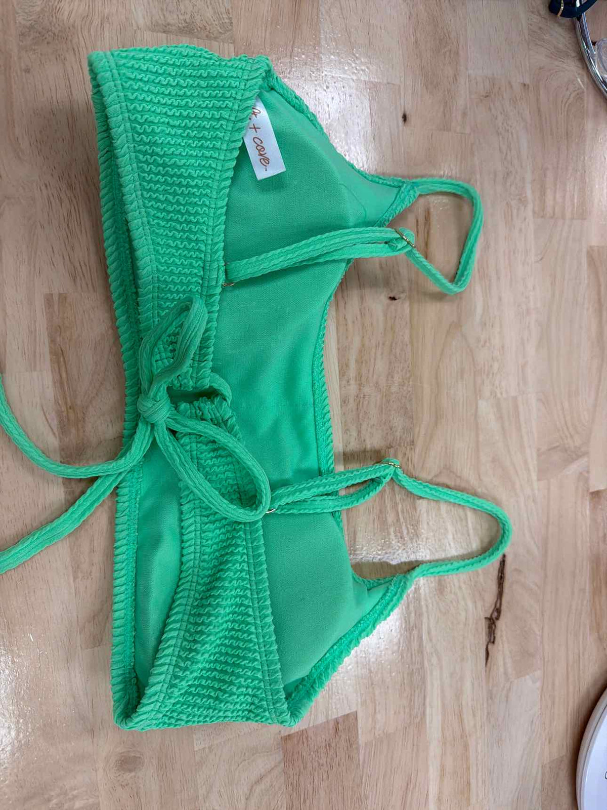 Salt + Cove Size L Rib Scrunch Scoop-Neck Bralette Bikini Top
