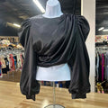 Anthropologie Size M Black Satin Preloved Blouse LS
