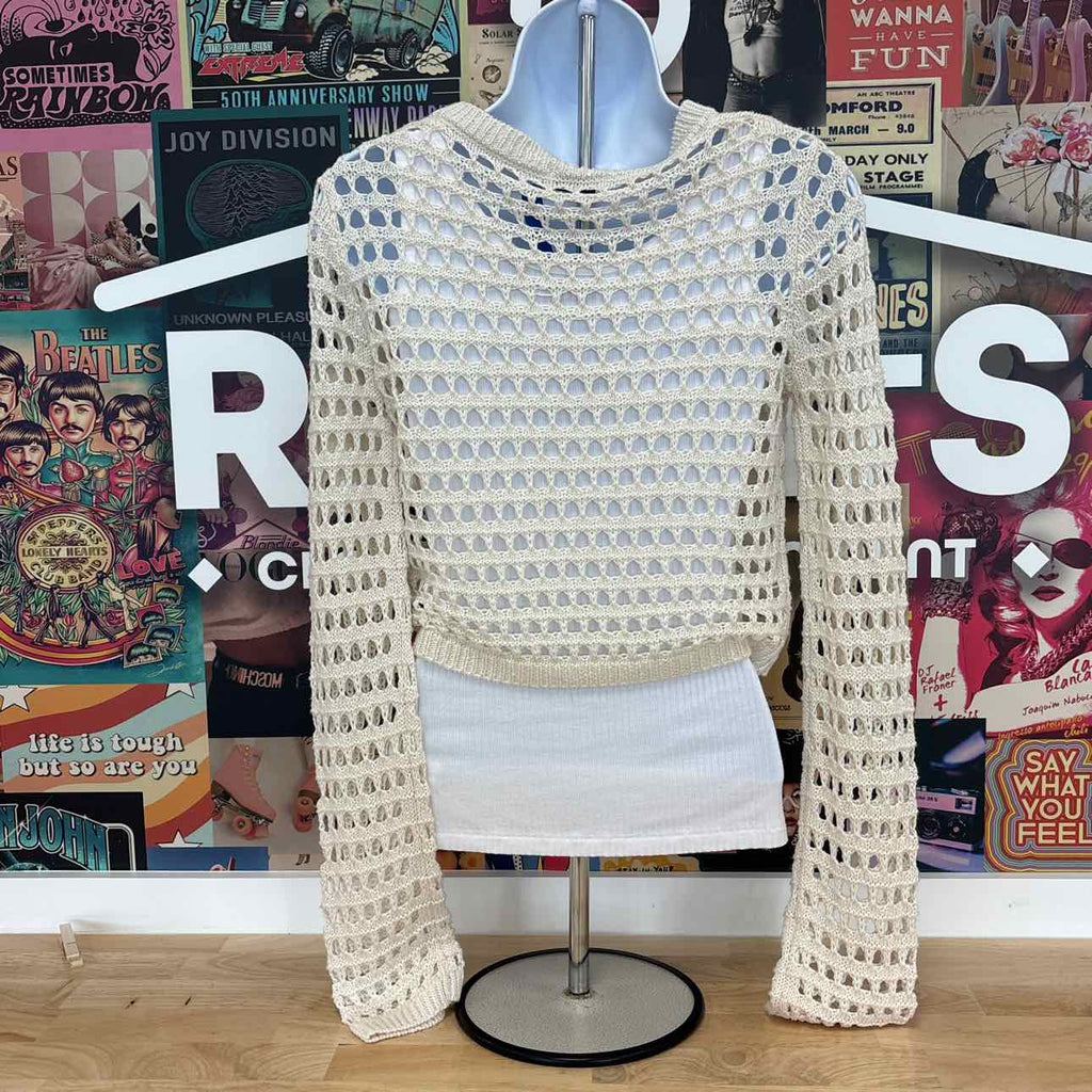 Stradivarius Size M White Crochet Shirt