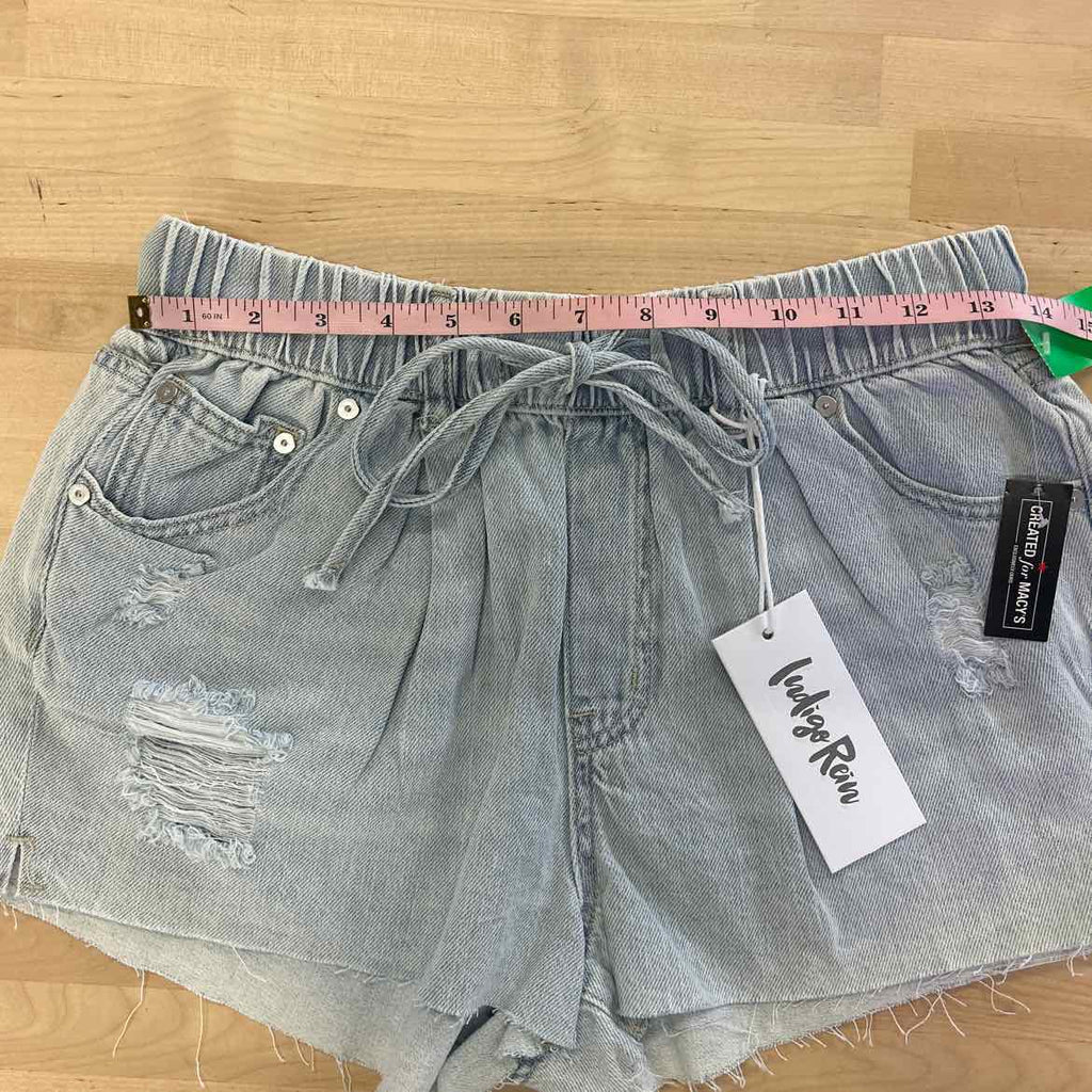 Indigo Rein Juniors' Distressed Drawstring Denim Shorts - Light Wash - 5