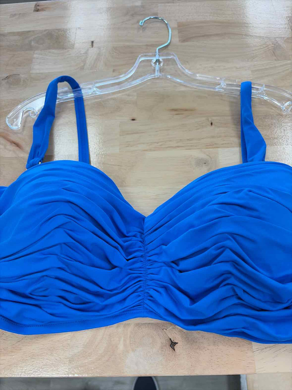 Bleu Size 38D Shirred Bikini Top