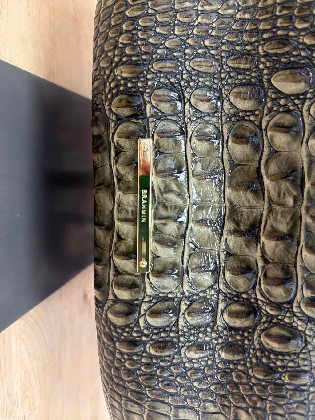 Brahmin Green Leather Preloved Handbag