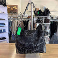 Coach Black/Gray Preloved Handbag