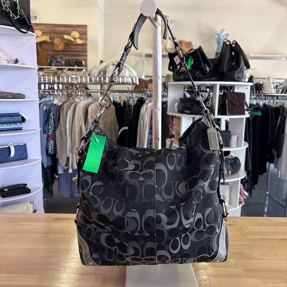 Coach Black/Gray Preloved Handbag