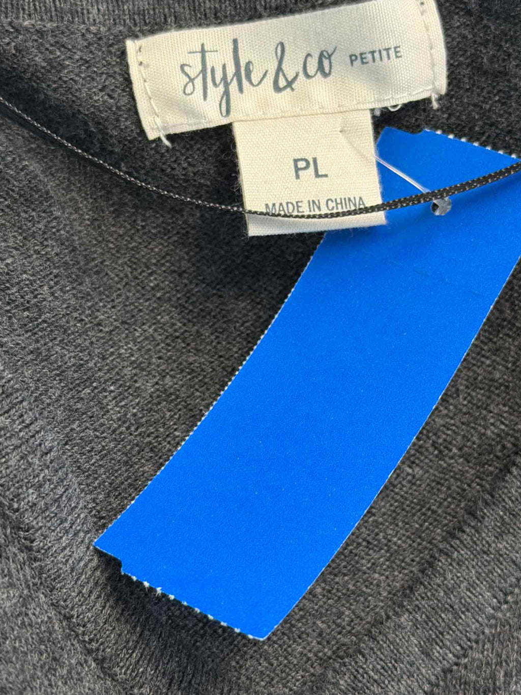 Style & Co. Size L Dark Gray Knit Top