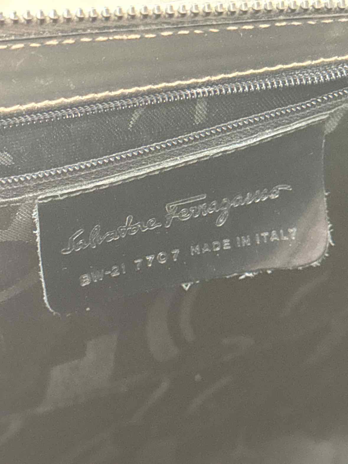 Salvatore Ferragamo Gunmetal Silver Shoulder Preloved Handbag