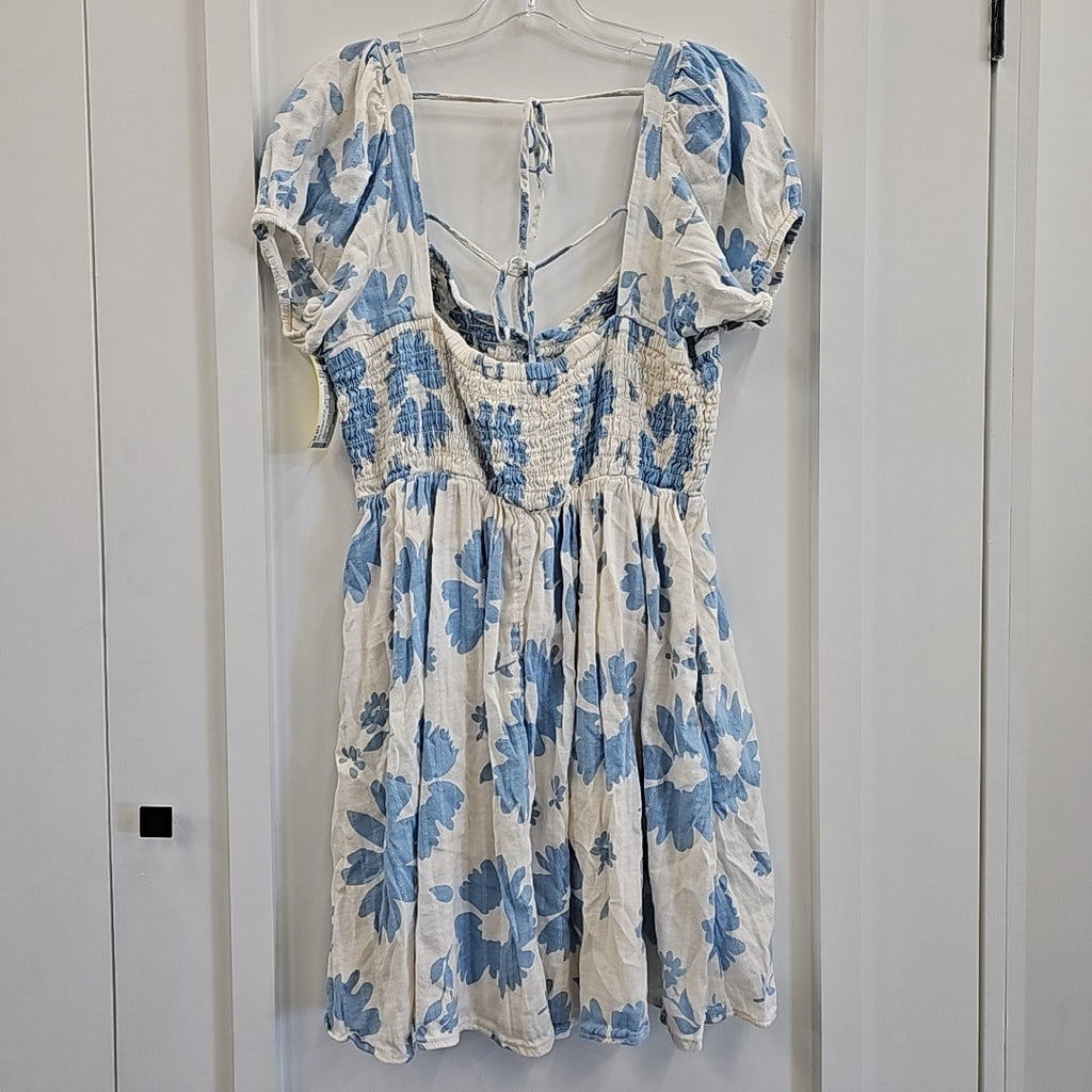 American Eagle Size L White/Blue Dress