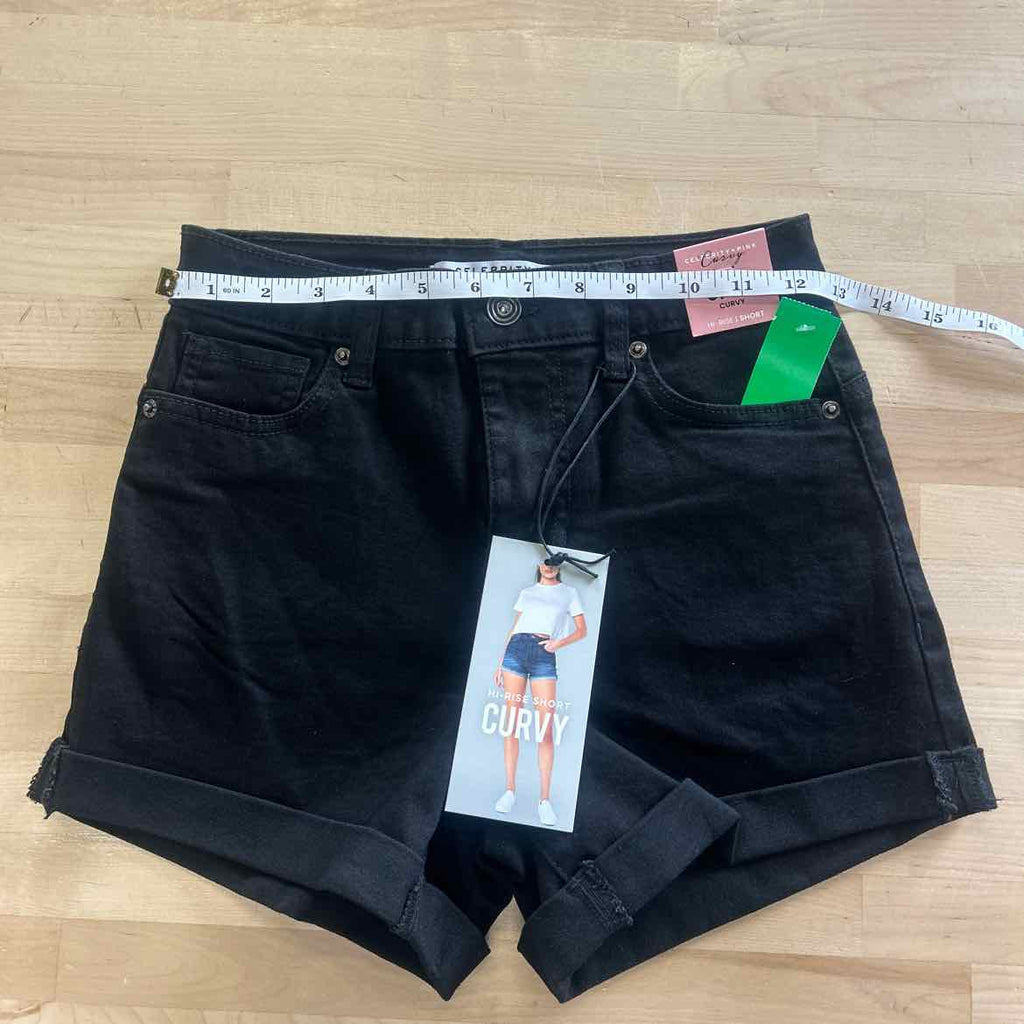 Celebrity Pink Juniors' 4" High-Rise Curvy Denim Shorts - Black - 0