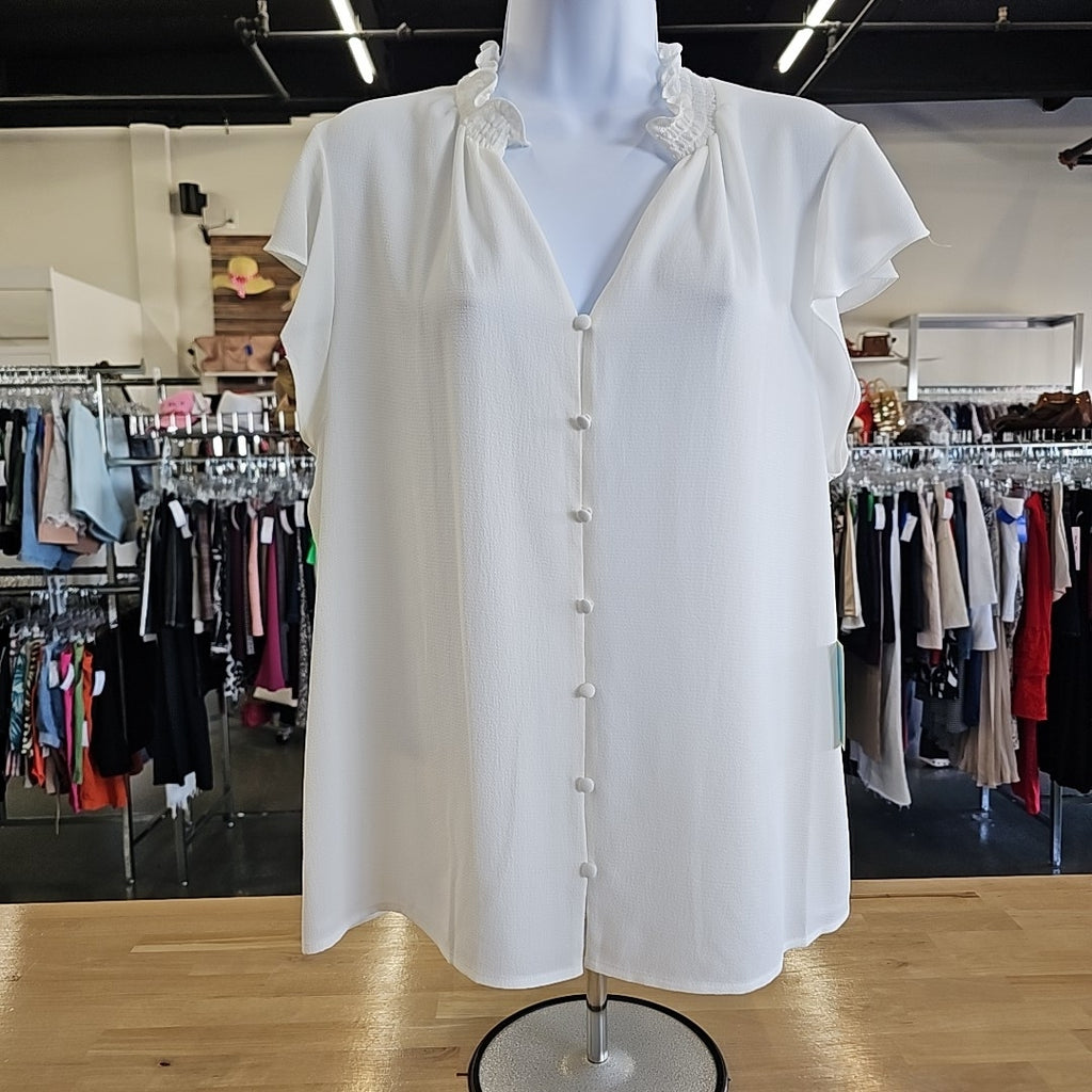 CeCe Size L White Blouse