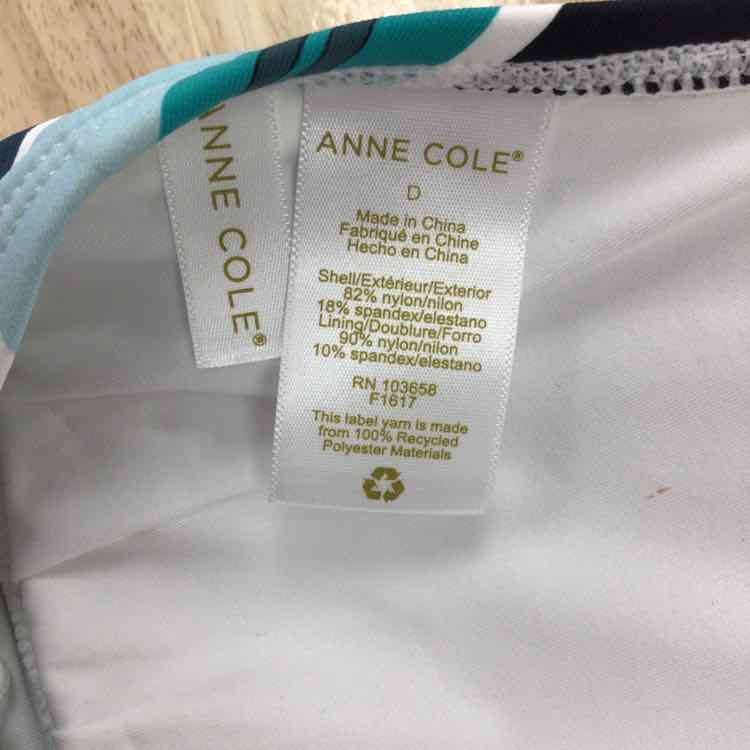 Anne Cole Size D Striped Halter Bikini Top for Ladies - Multi Color