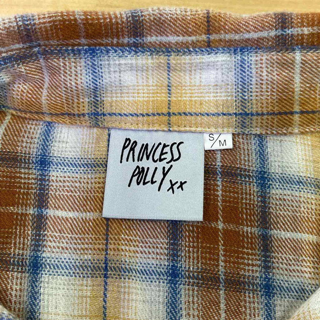 Princess Polly Size S/M Orange Preloved Button Down Shirt