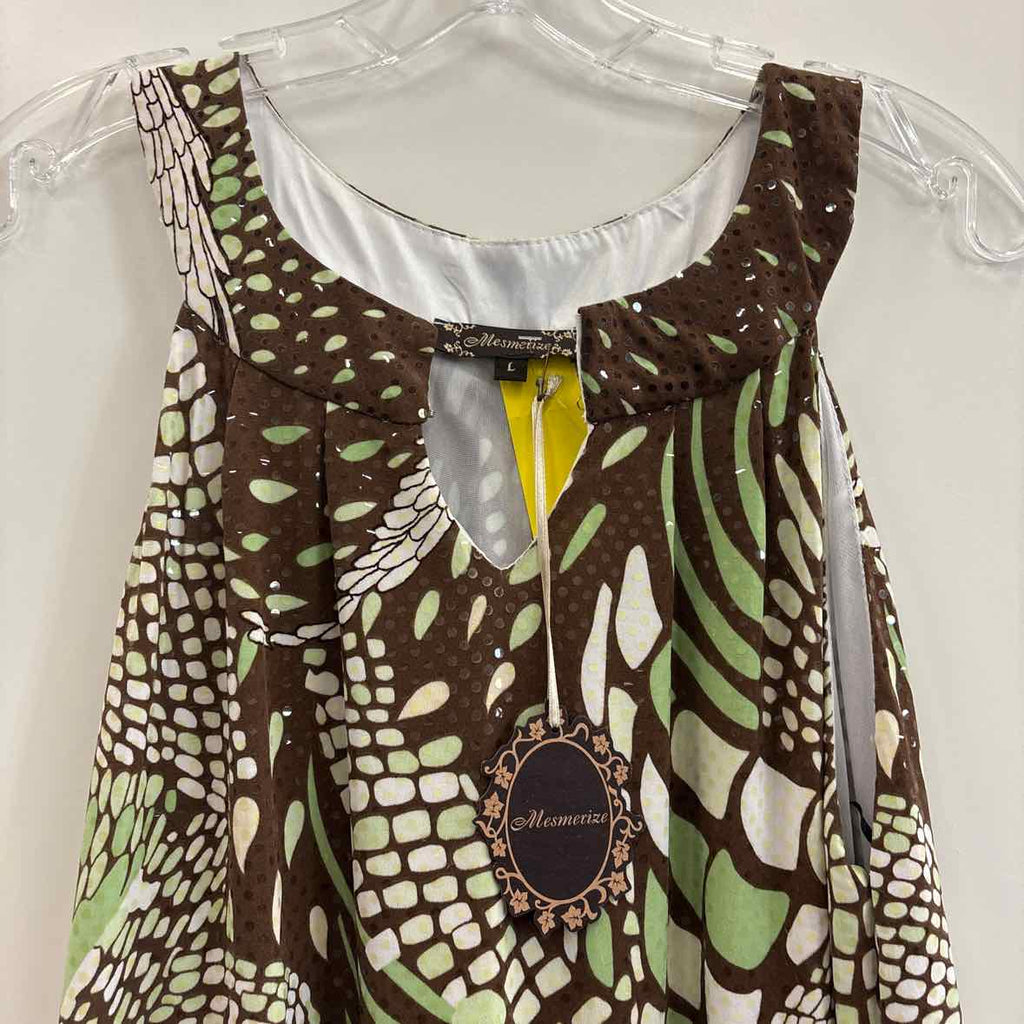 Mesmerize Size L Brown & Green Dress