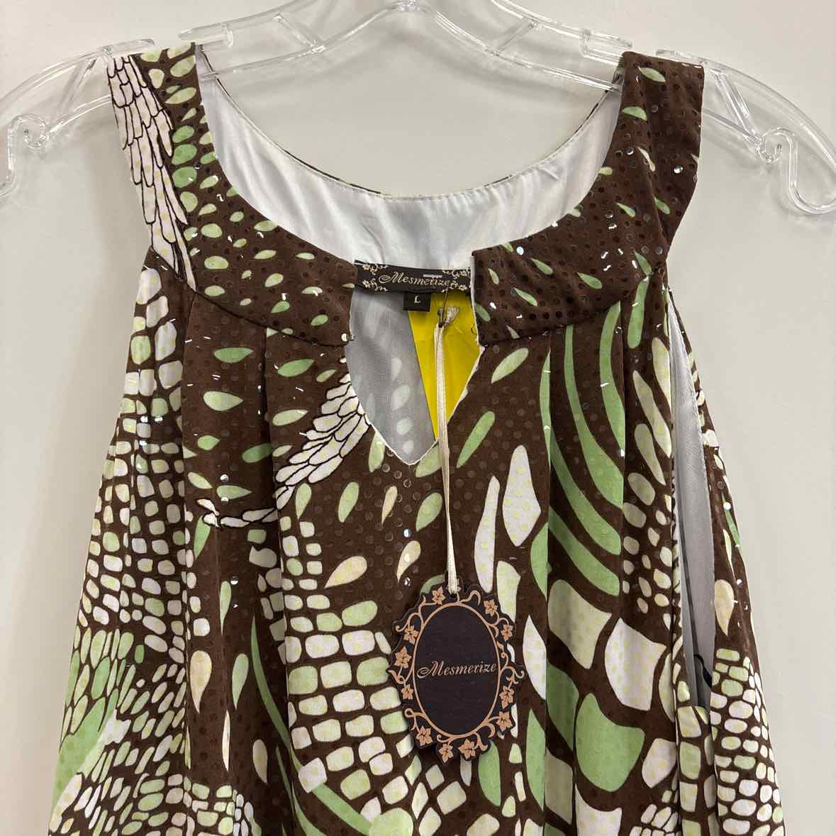 Mesmerize Size L Brown & Green Dress
