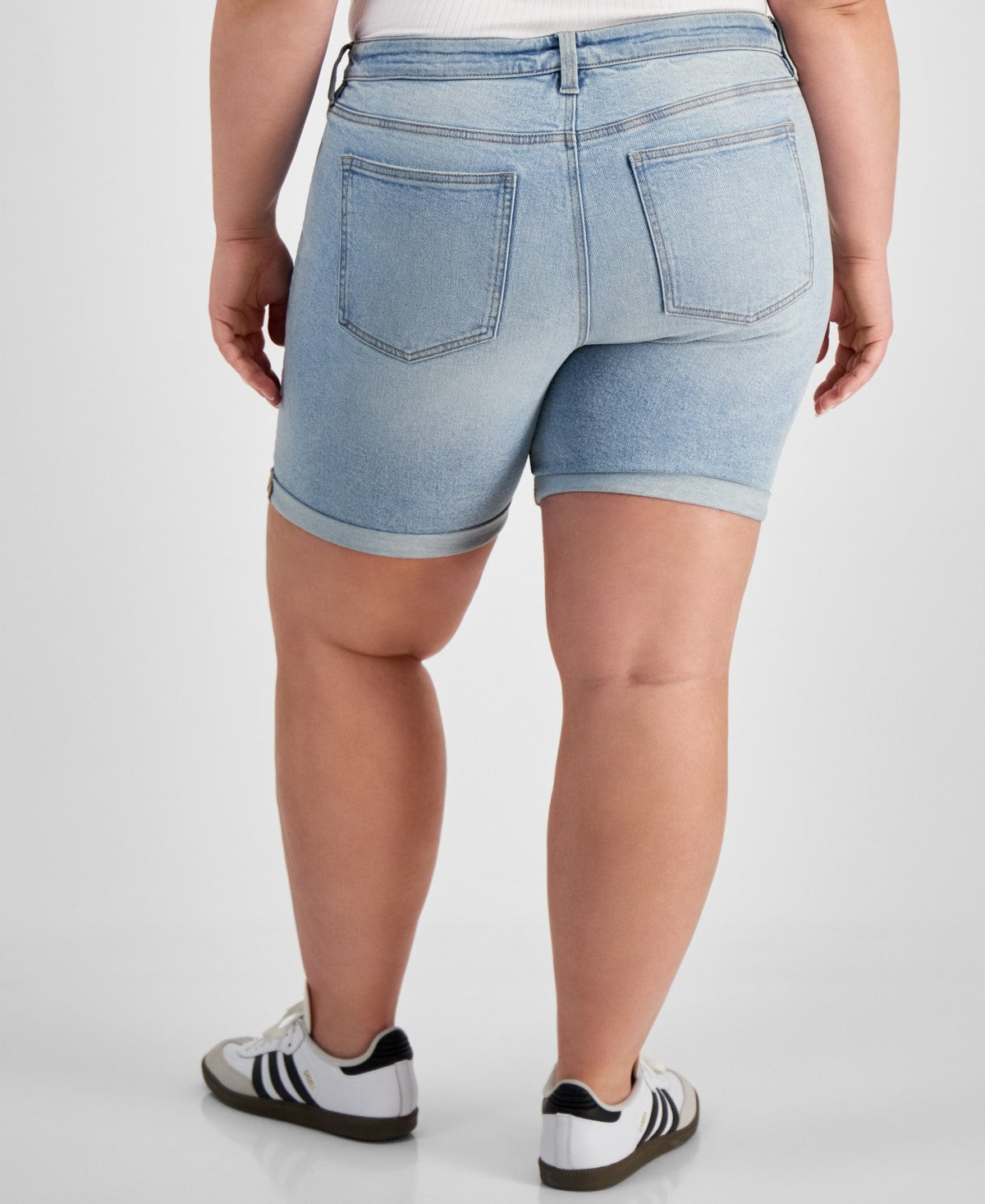 Celebrity Pink Trendy Plus Size Rolled-Cuff Denim Shorts - Light Wash - 24W