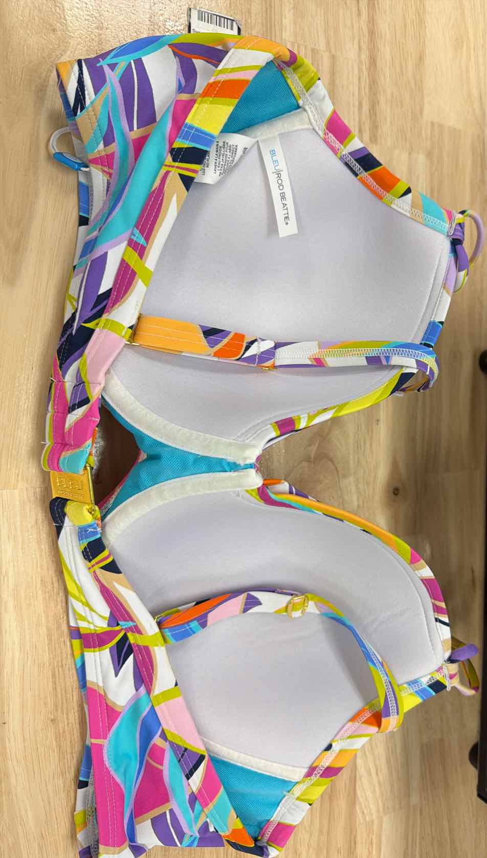 Bleu Size 40D Living Color Over-the-Shoulder Molded-Cup Bikini Top - Multi