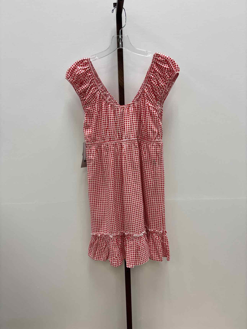 Celebrity pink Size L Printed Babydoll Mini Dress - Red Gingham