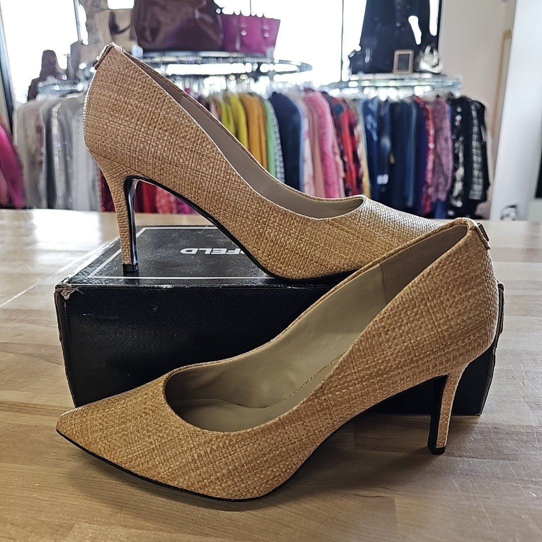 KARL LAGERFELD PARIS Womens Royale High-Heel Pumps Natural 11M