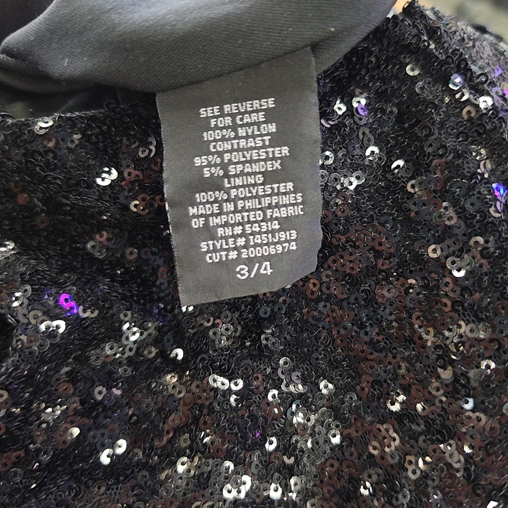 Windsor Size 3/4 Black Sequined Preloved Dress
