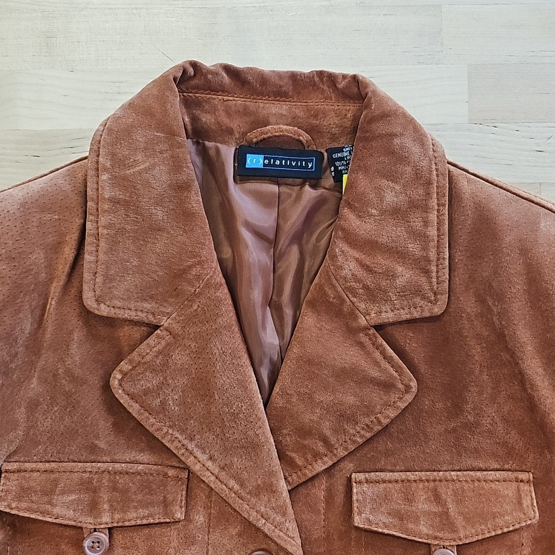 Relativity Size XL Rust Suede Belted Jacket