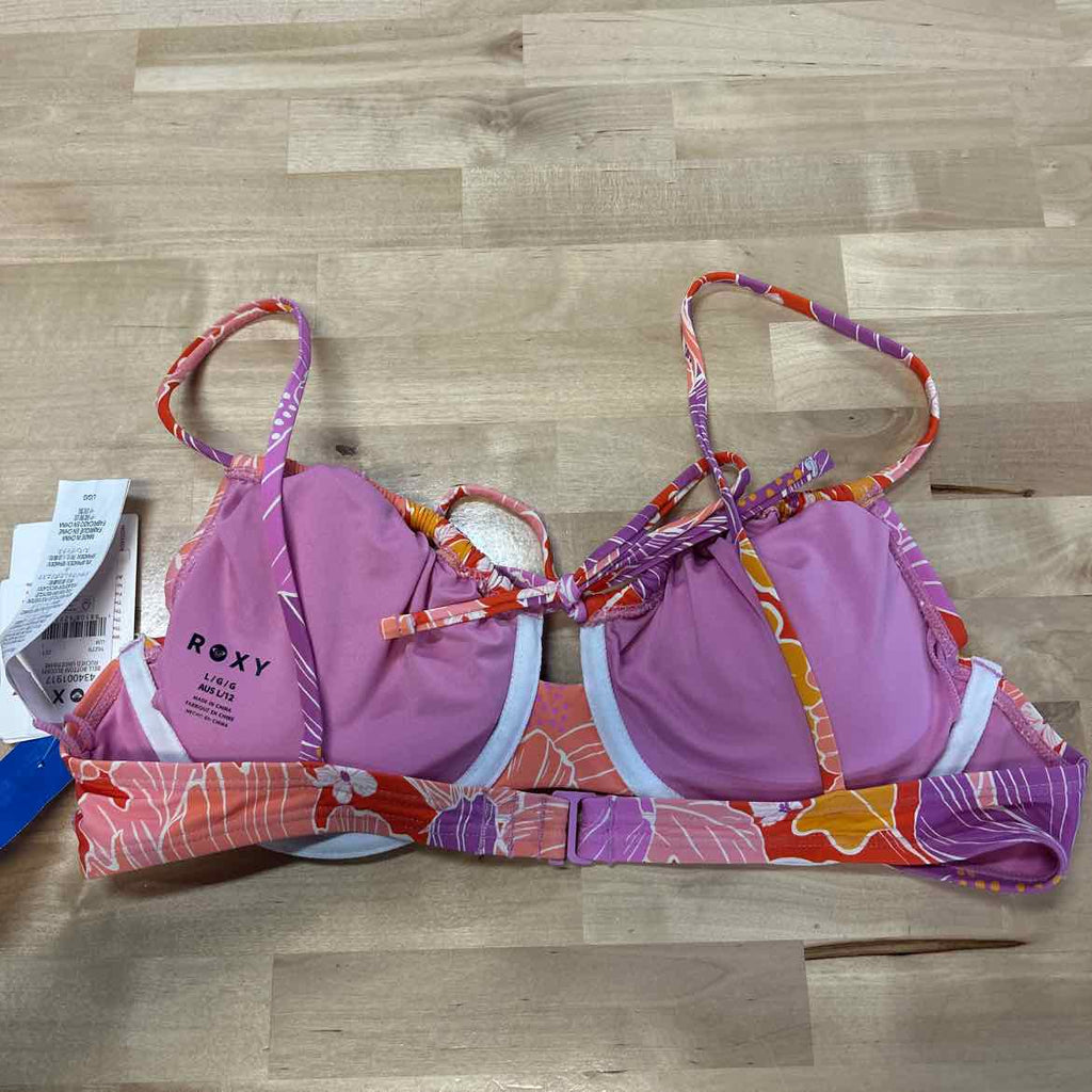 Roxy Size L Ruched Swim Bikini Top