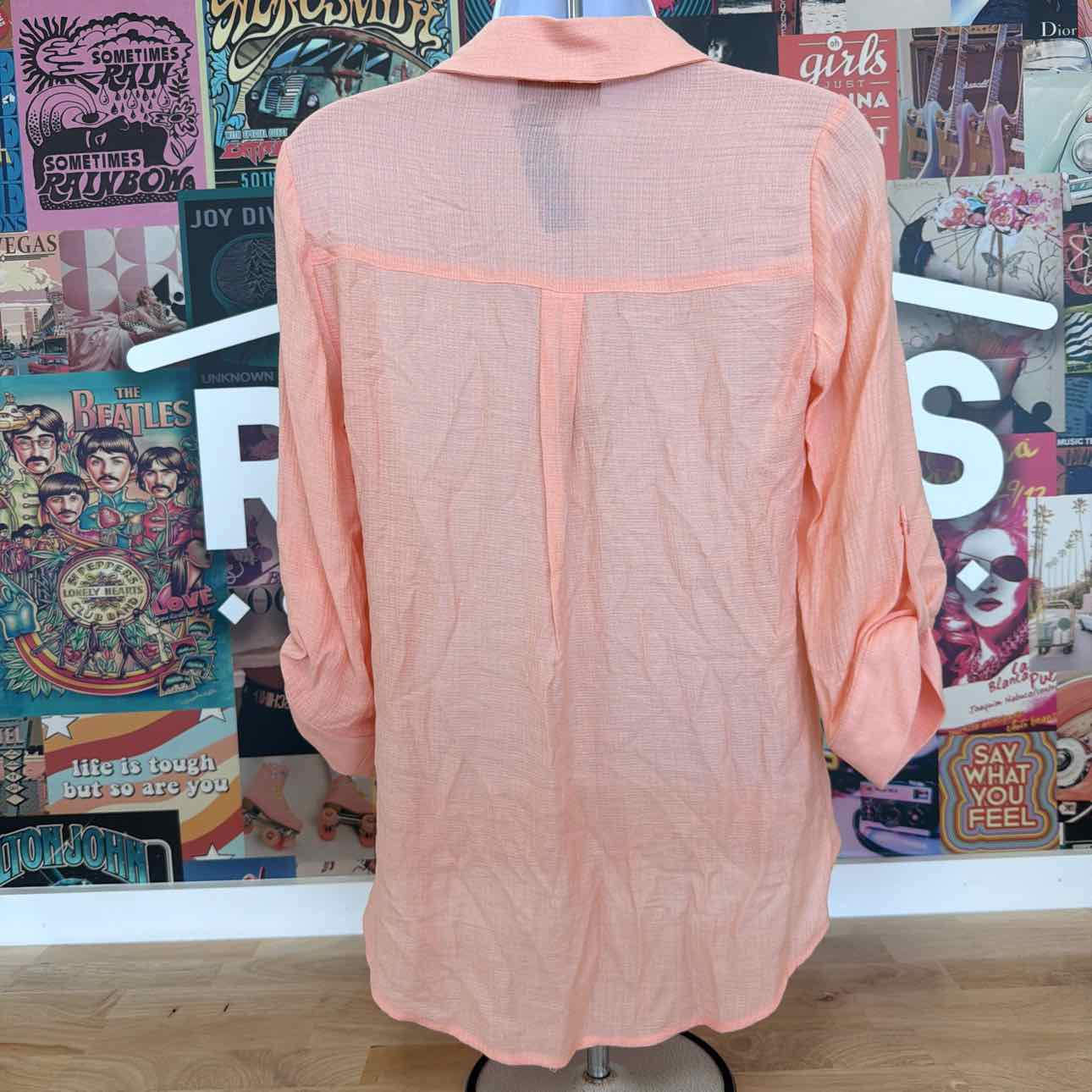 BCX Size XS Cotton Two-Pocket Roll-Tab-Sleeve Shirt