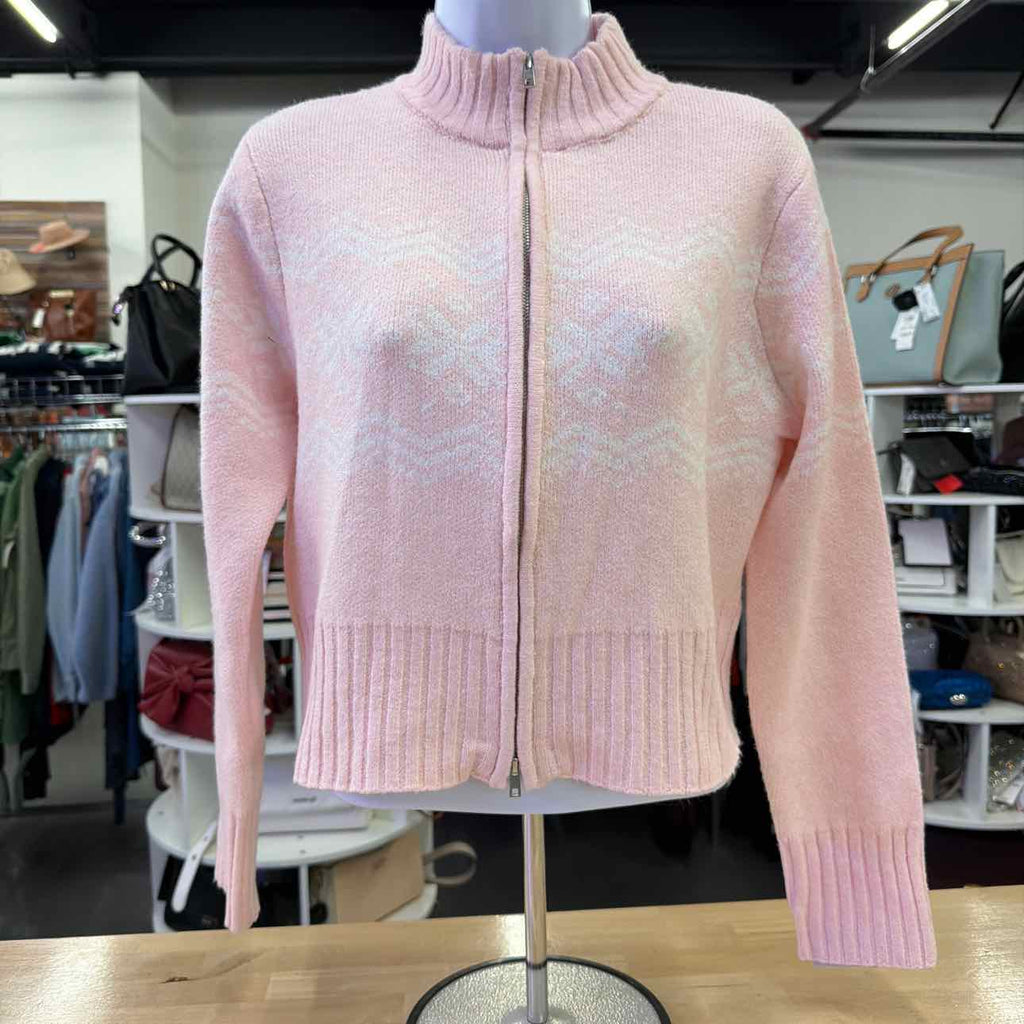 Planet Heart Juniors Fair Isle Zip-Front Sweater - Icy Pink M