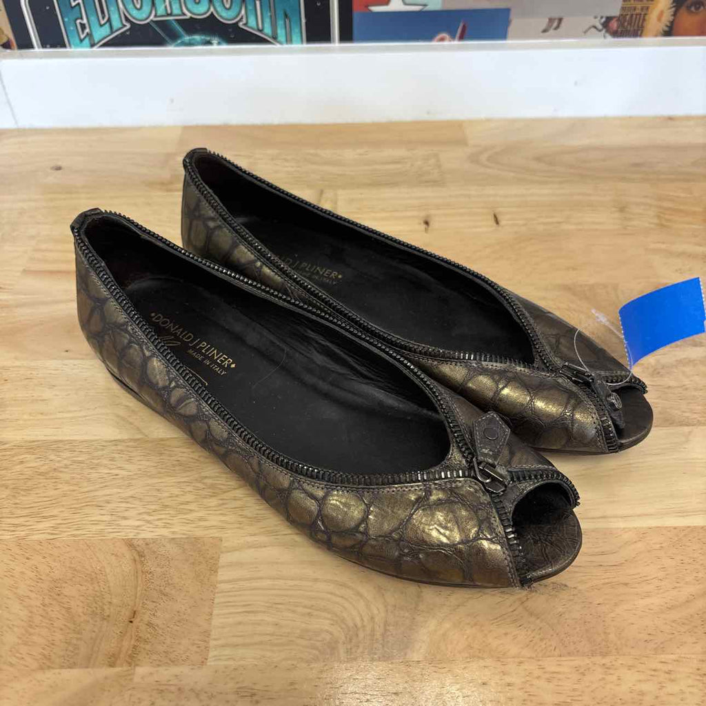 Donald J Pliner Size 8.5 Green Leather Preloved Flats