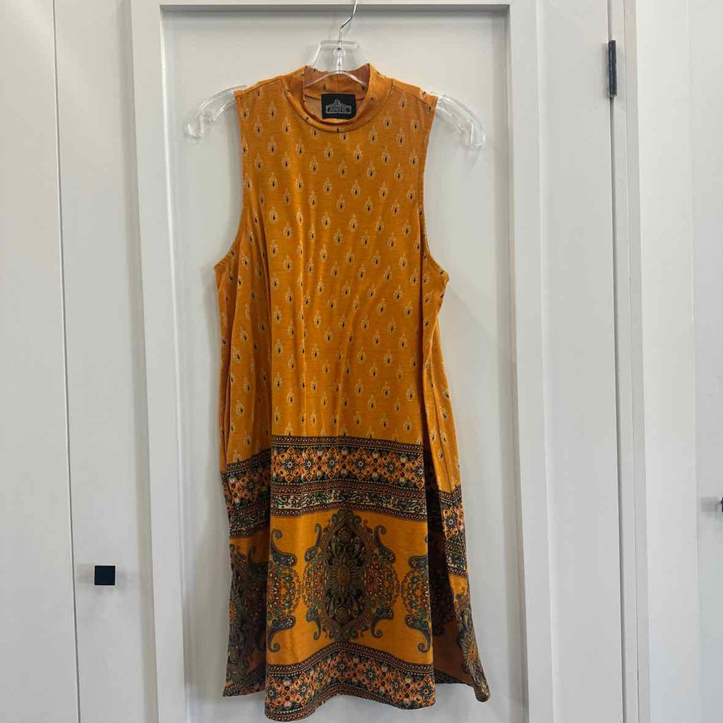 Angie Size L Gold Print sleeveless Dress