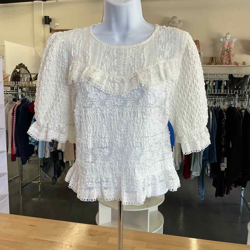 Anthropologie Size S White Lace Preloved Blouse SS
