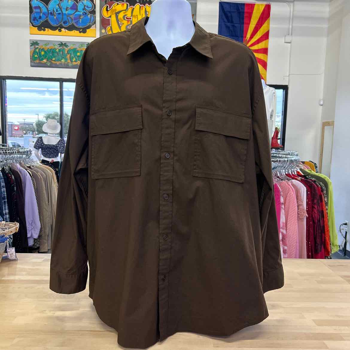 Mode of One Men's Long-Sleeve Button-Front Utility Shirt