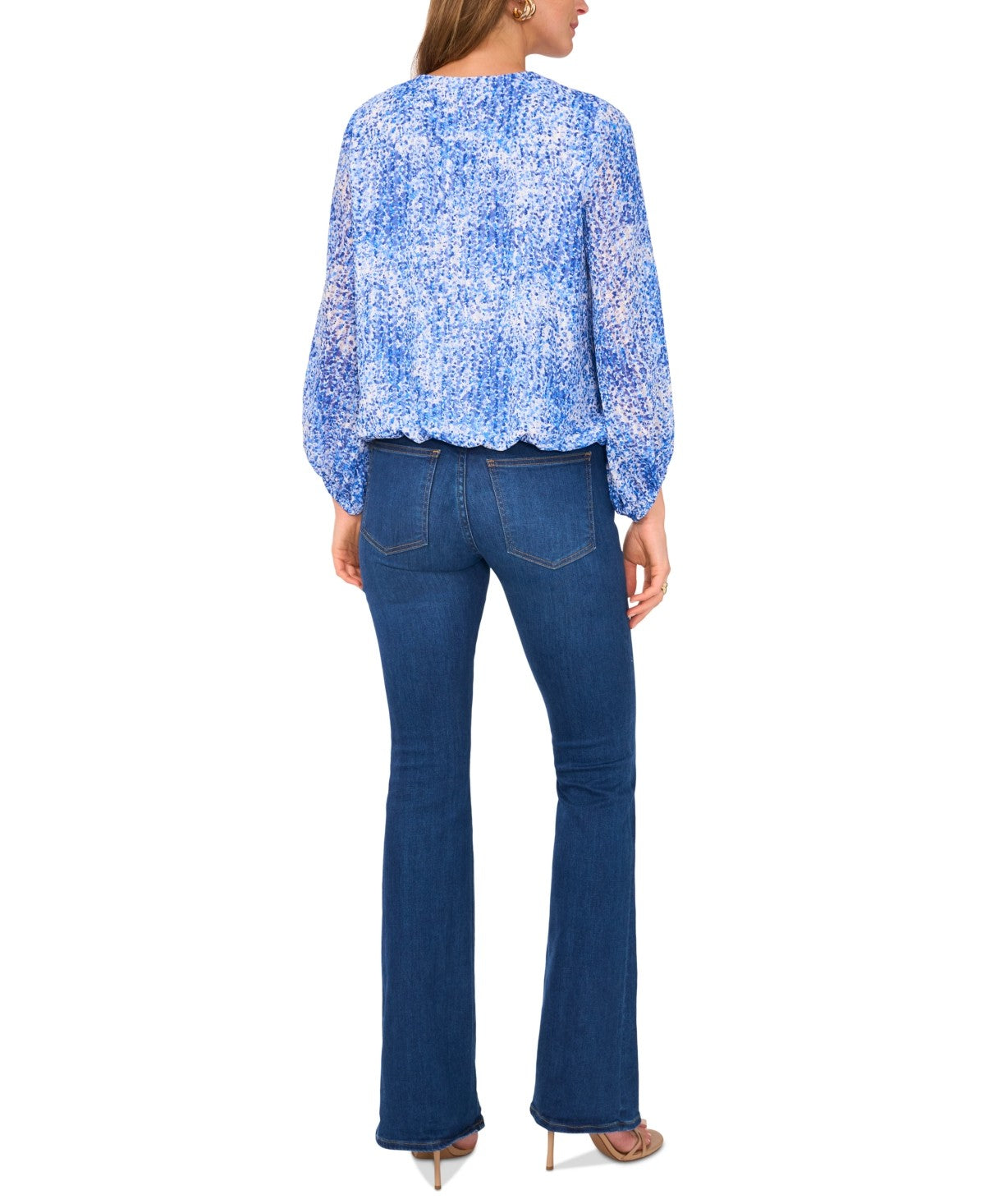 Vince Camuto Size L Ballon Sleeve Wrap Blouse