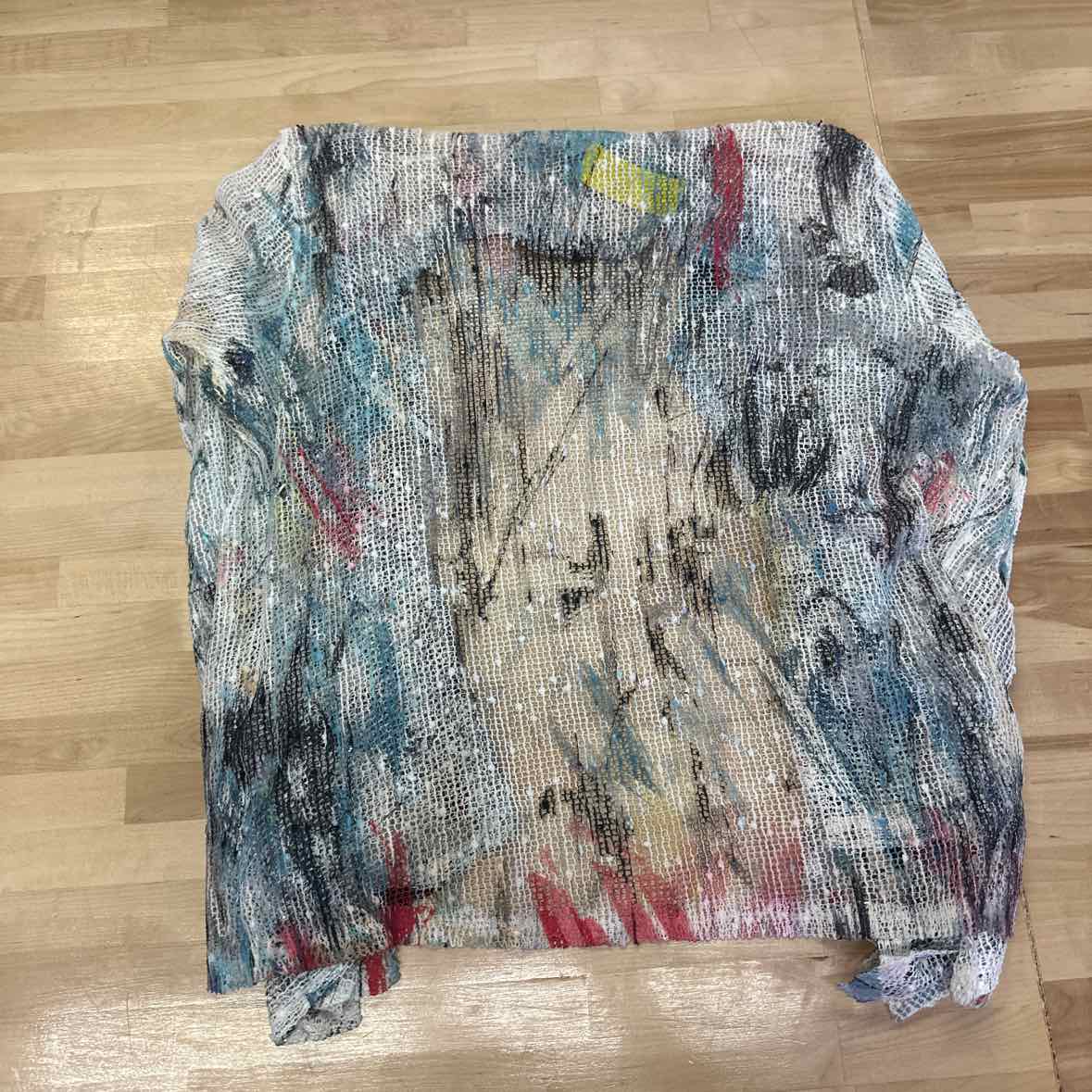 Jess & Jane Size L Blue Print Knit Duster