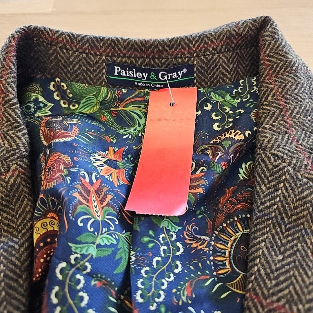 Paisley & Gray Mens Slim Fit Tweed Sport Coat Blazer 44 R Hunter Green