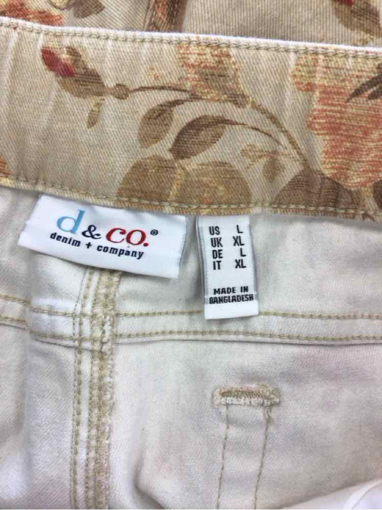D & Co. Size L tan & orange Jeans
