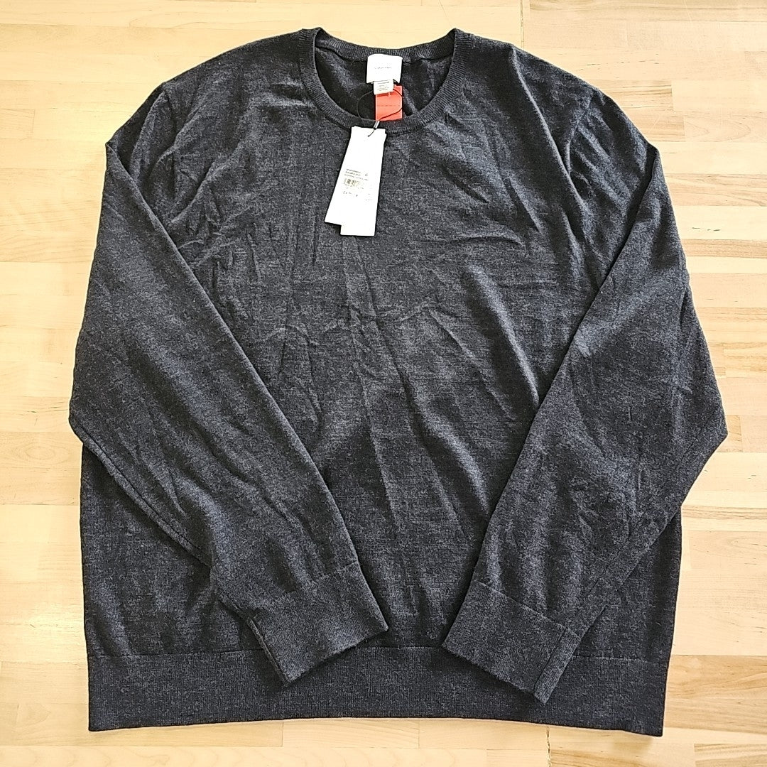 Calvin Klein Men's Extra Fine Merino Wool Blend Sweater - Gunmetal Heather