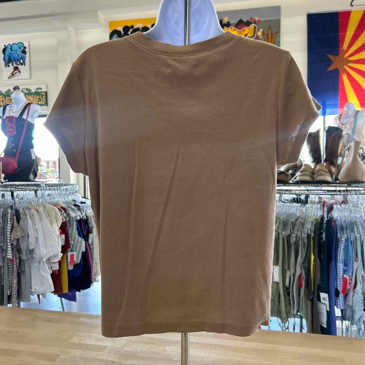 Madewell Size L Tan Preloved T-Shirt SS