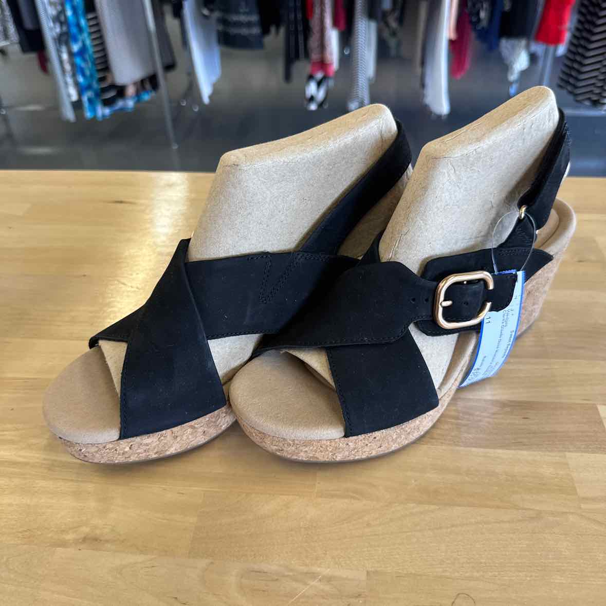 Clarks Shoe Size 11 Black Wedges