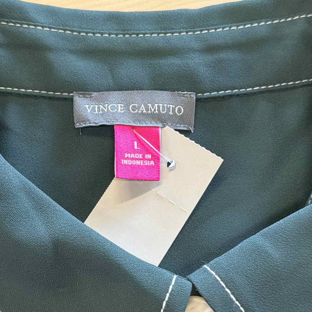 Vince Camuto Womens Button up Blouse L Green