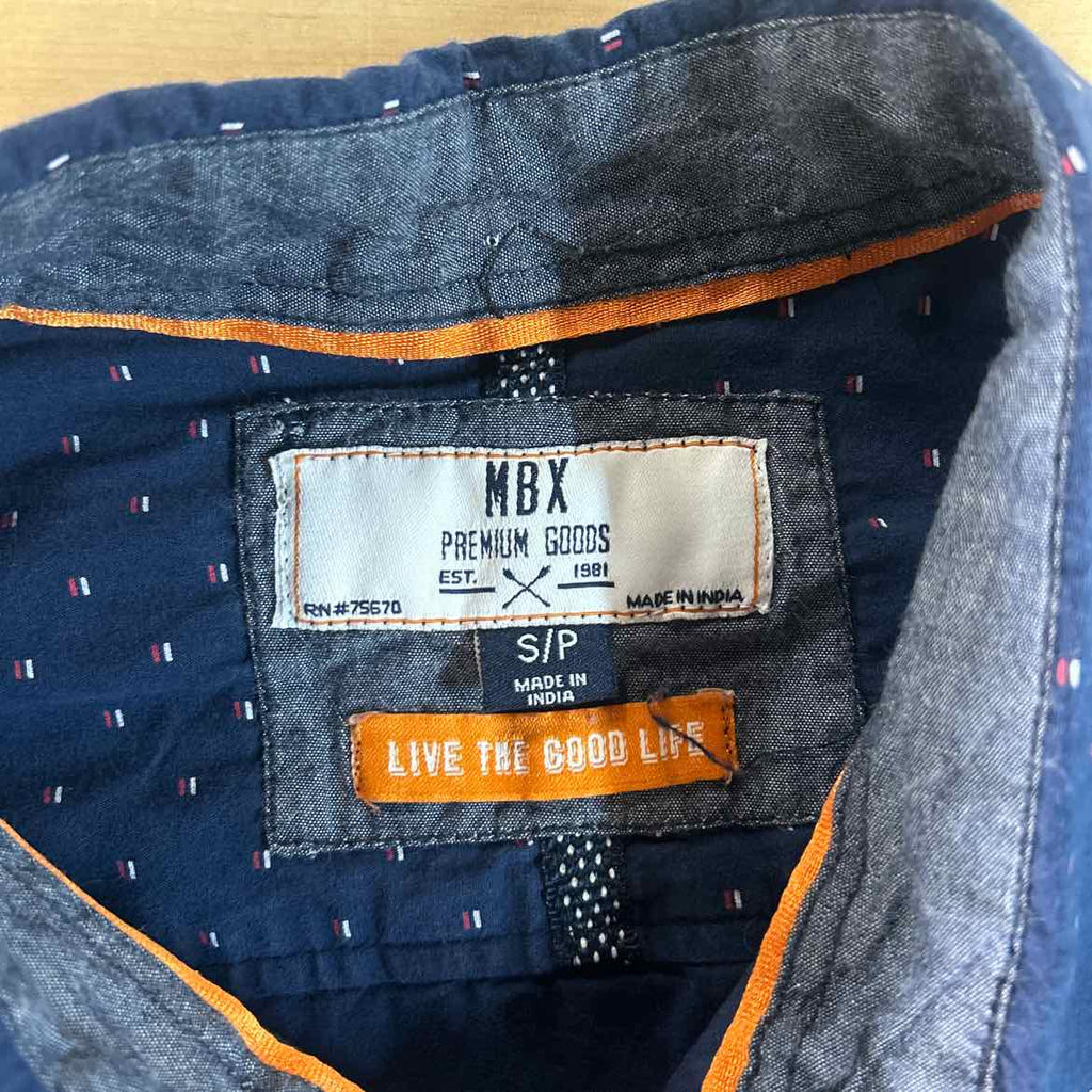 MBX Size S Blue Preloved MENS Button Down Shirt