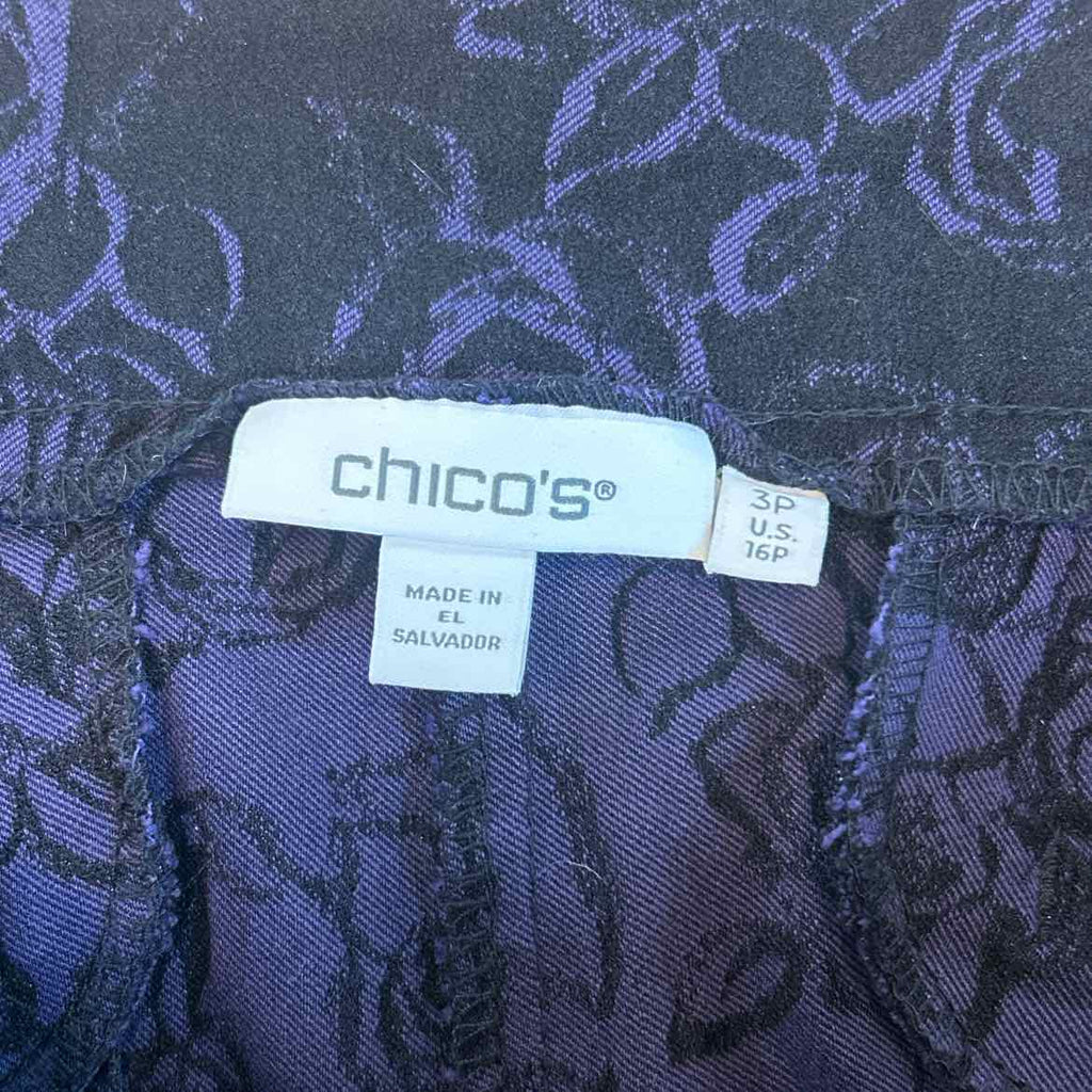 Chico's Size 3P Black Purple Preloved Pants