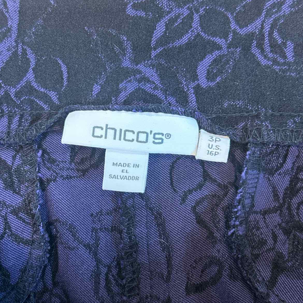 Chico's Size 3P Black Purple Preloved Pants